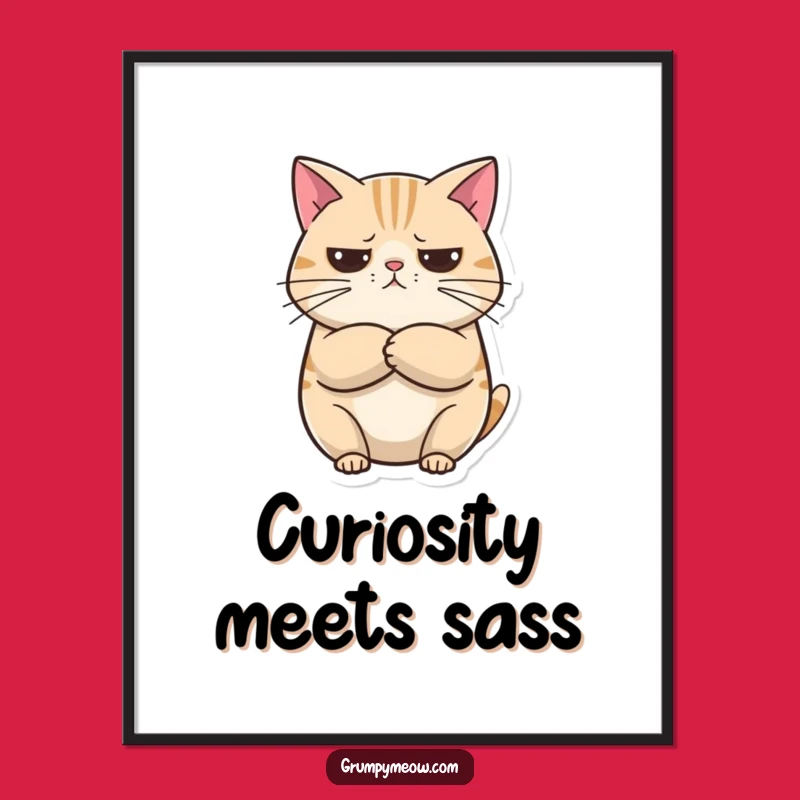 Funny Unimpressed Cat Digital Print: Instant Sarcasm, Curious Art, Perfect Downloadable Gift
