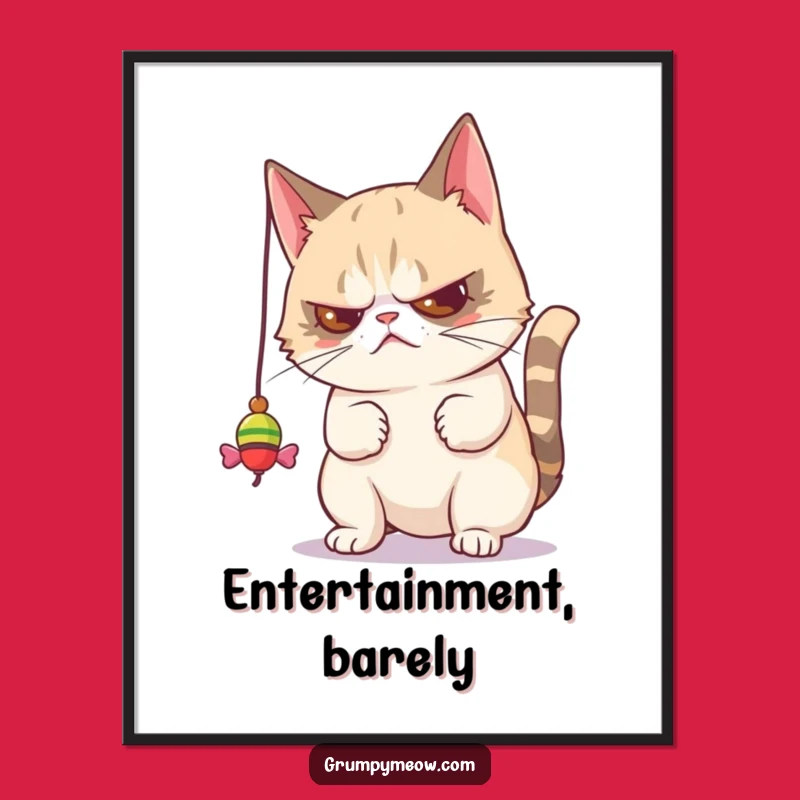 Funny Grumpy Cat Toy Batting Digital Print - Instant Disdainful Wall Art Gift