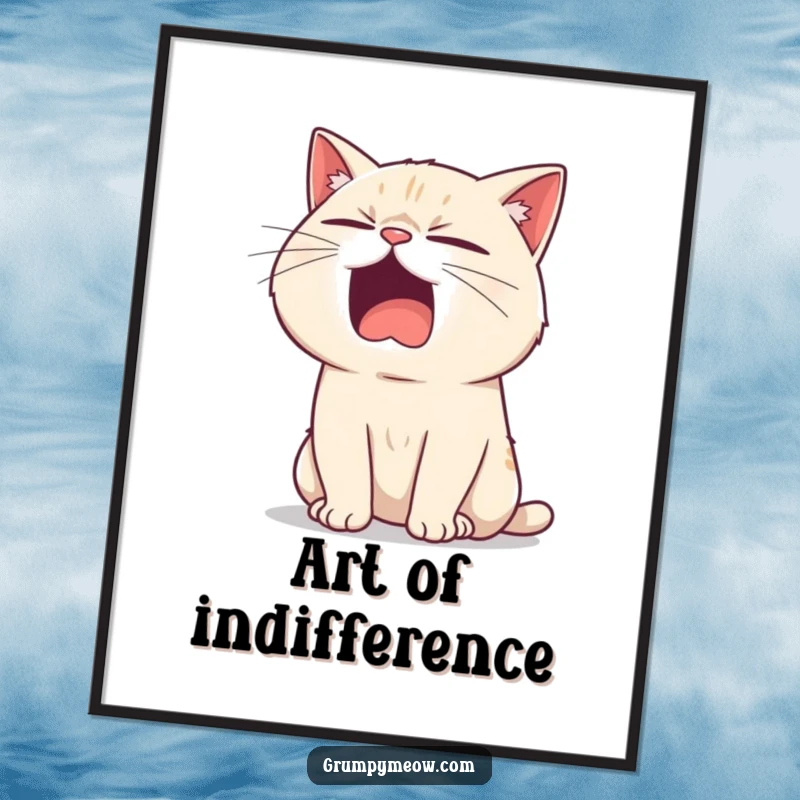 Funny digital art of a bored cat yawning, a sarcastic twinkle in its eye, perfect for humorous digital display.