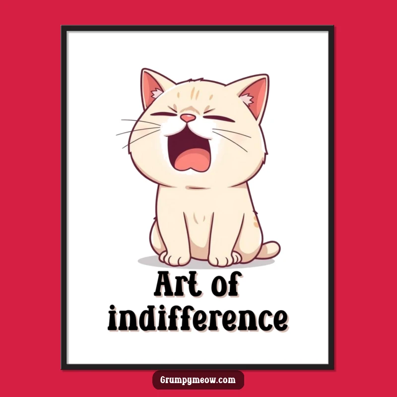 Funny Bored Cat Yawning Digital Art - Sarcastic Feline Print Gift
