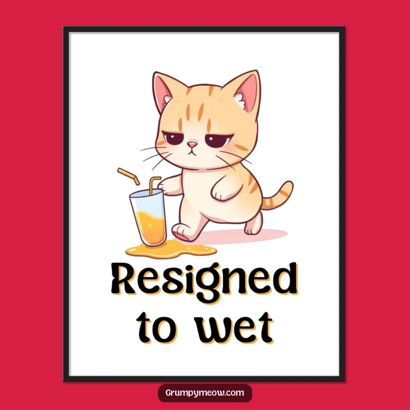 Funny Cat Spill Digital Art Print: Instant Hilarious Decor for Cat Lovers, The Resigned Mess