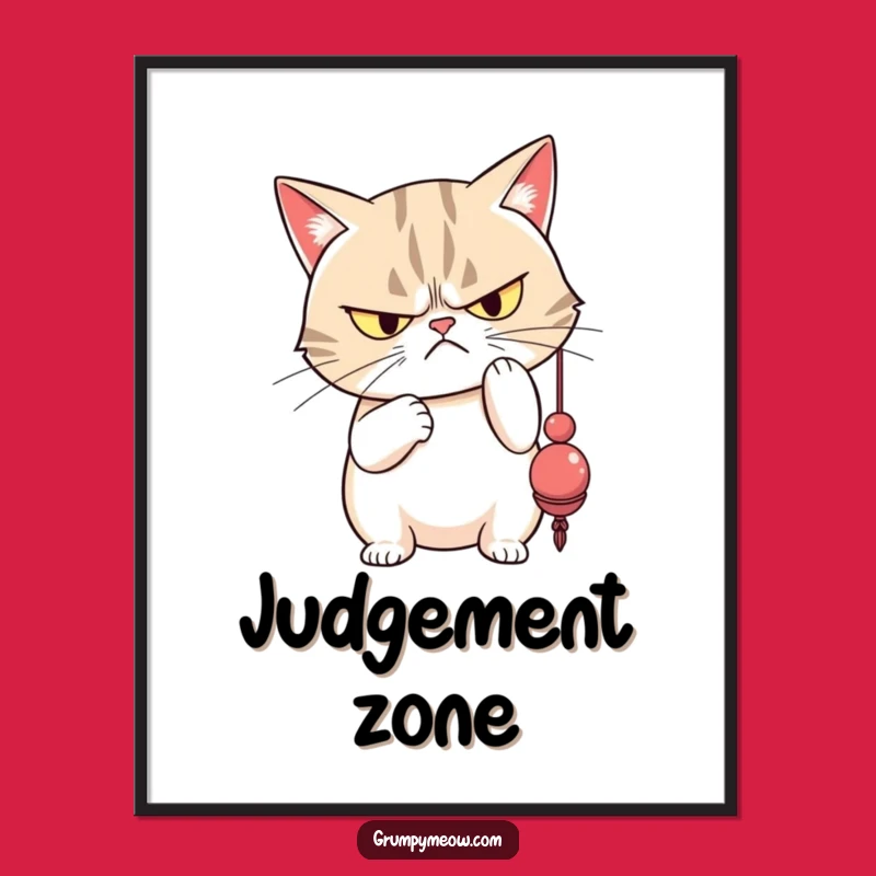 Funny Grumpy Cat Digital Art: Disdainful Toy Bat, Instant Sass Gift