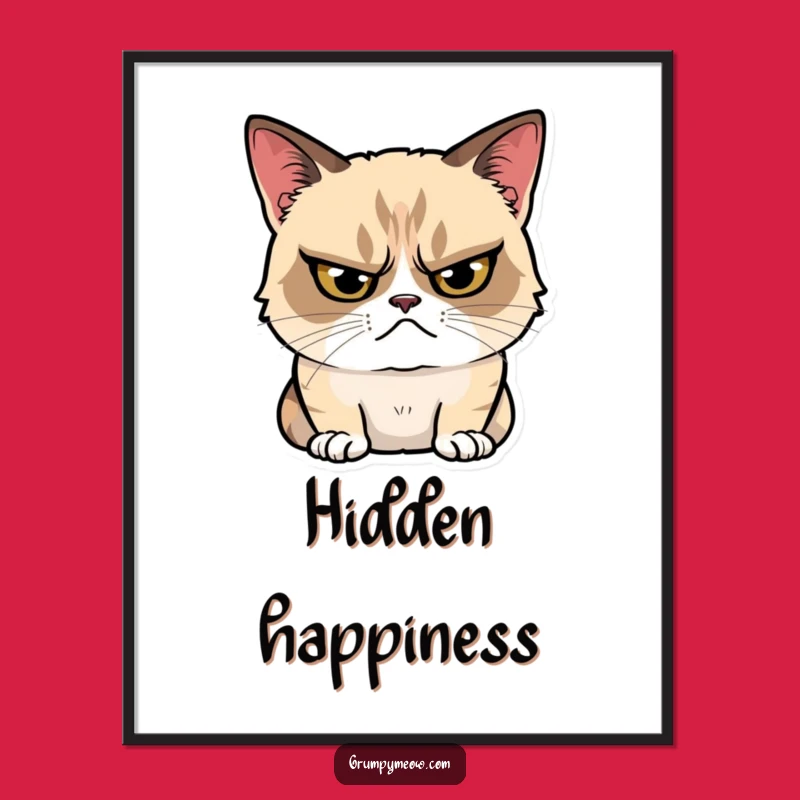 Funny Grumpy Cat Digital Art: Instant Glare and Subtle Humor Decor Gift!