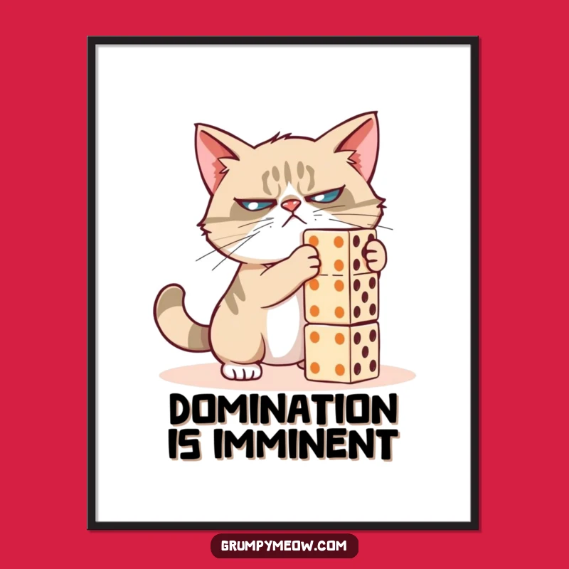 Funny Grumpy Cat Domino Destroyer Digital Print: Instant Wall Art Laughs