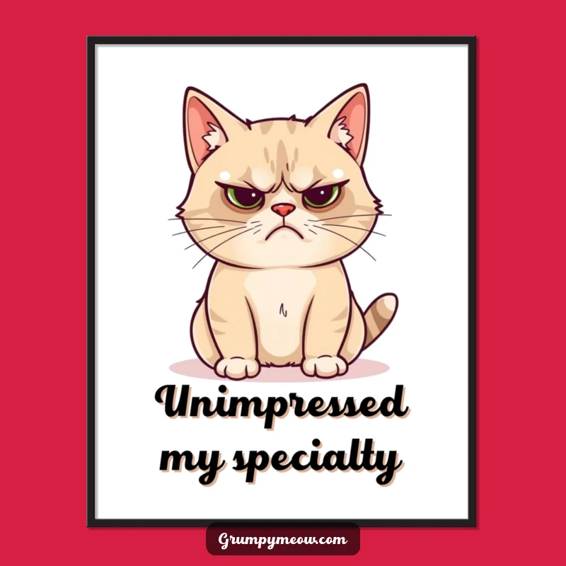 Funny Grumpy Cat Shiny Object Digital Art: Unimpressed Cat Print
