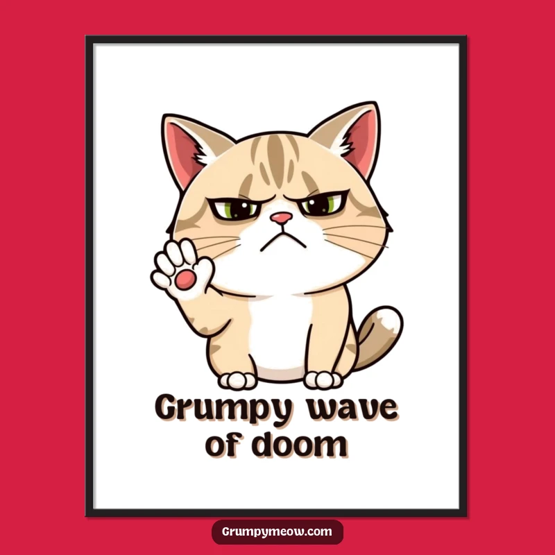 Funny Grumpy Cat Wave Digital Art: Instant Cynical Decor