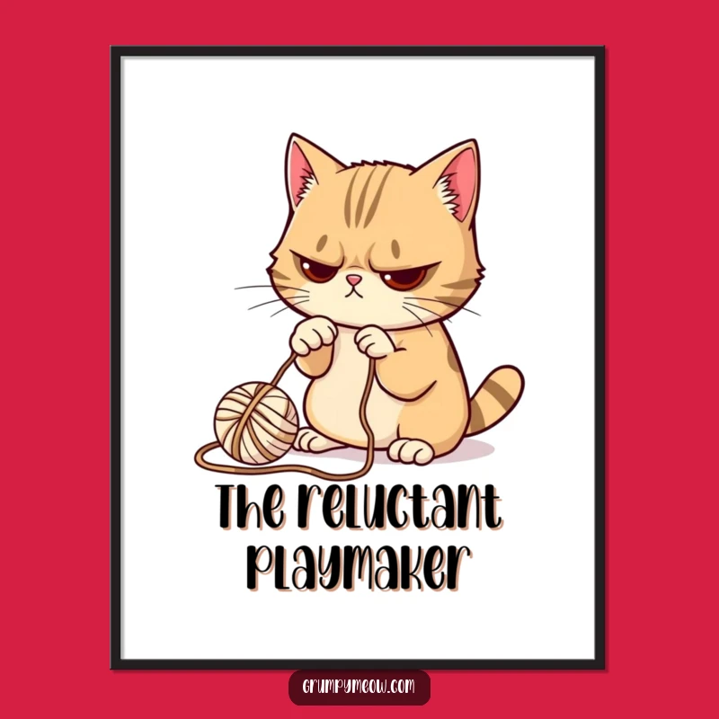 Funny Grumpy Cat Yarn Digital Art: Instant Reluctant Play Download