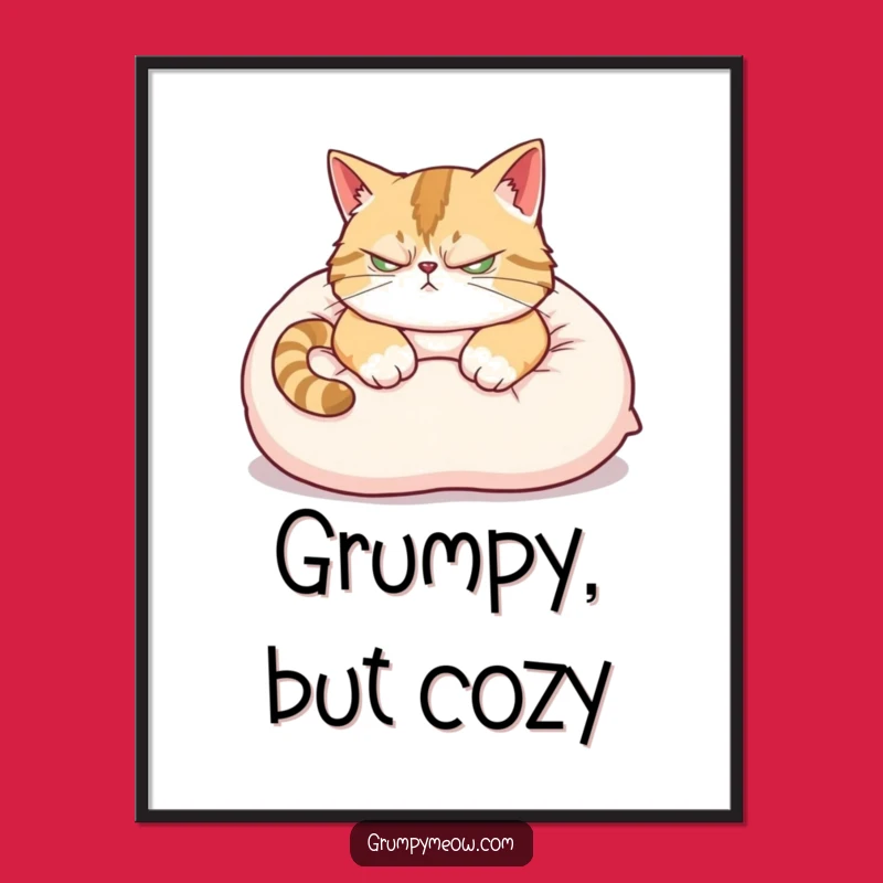 Funny Scowling Cat Digital Art: Hilarious Grumpy Feline Print for Instant Decor