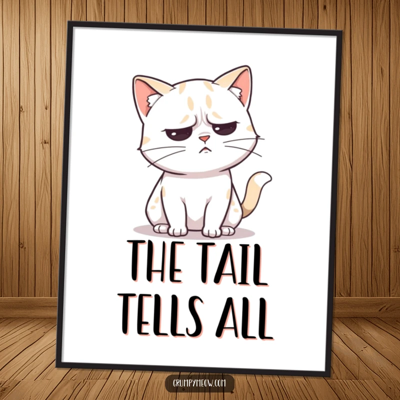 Funny digital art of an unimpressed cat slowly flicking its tail, conveying mild annoyance with humorous style.