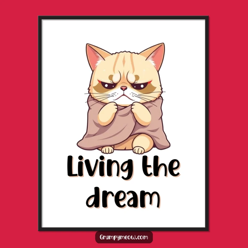 Funny Grumpy Cat Blanket Sigh Digital Print - Instant Dramatic Home Decor Gift