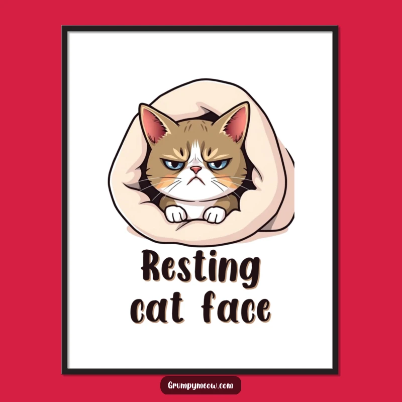 Funny Grumpy Cat Blanket Digital Art Print - Grumpy Decor Gift