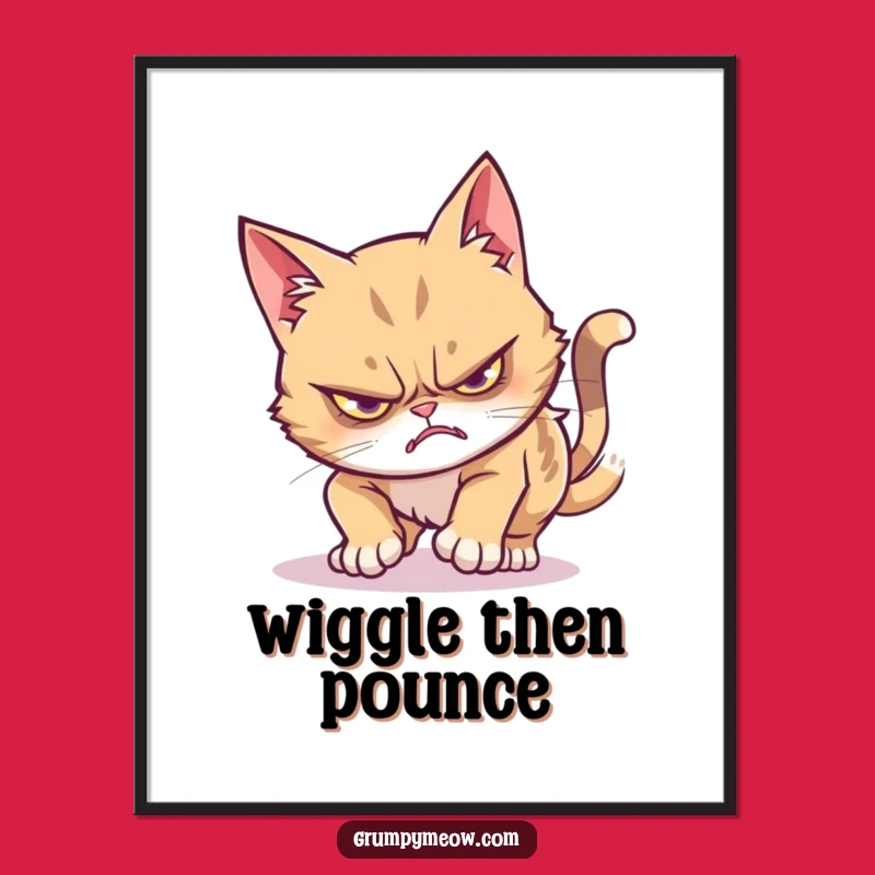Funny Grumpy Cat Wiggle Pounce Digital Art: Hilarious Cat Print for Walls