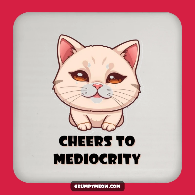 Funny Cat Curled Lip Coaster - Subtle Unimpressed Feline Accessory