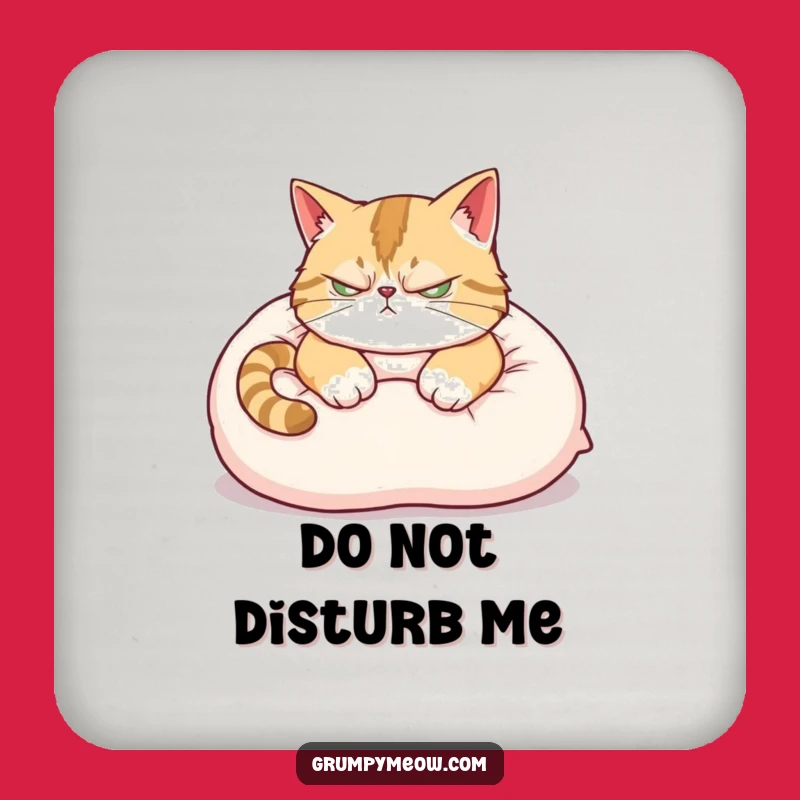 Funny Scowling Cat Coaster: Protect Surfaces with Grumpy Feline Charm