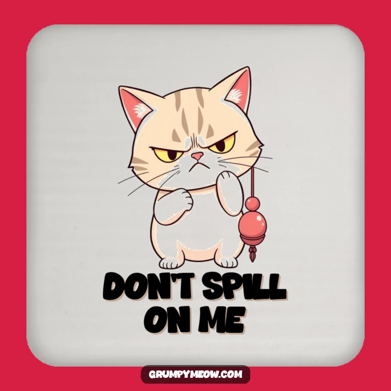 Funny Grumpy Cat Coaster: Disdainful Toy Bat, Hilarious Decor Gift