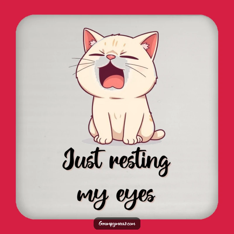 Funny Bored Cat Yawning Coaster - Sarcastic Cat Drink Accessory