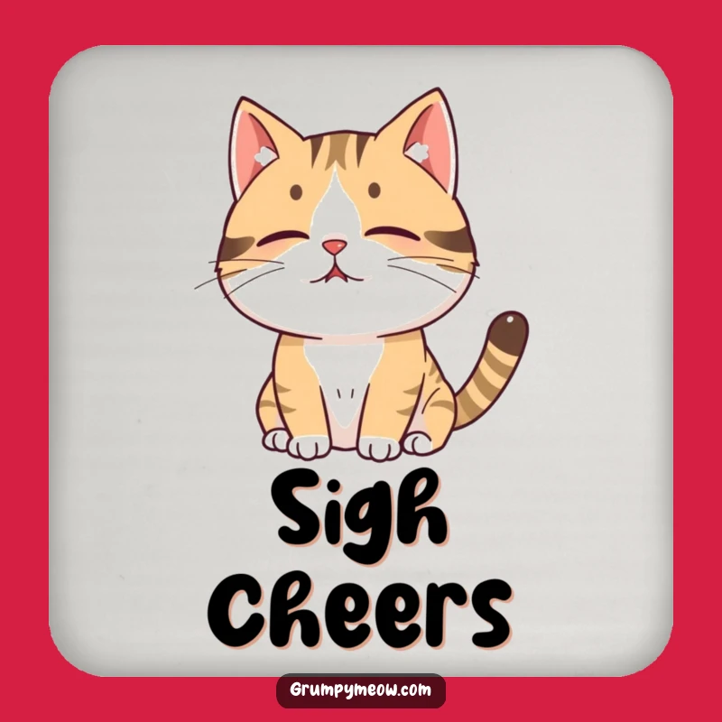 Funny Cat Sigh Drink Coasters: Set of Hilarious Gifts for Cat Lovers, Protecting Surfaces with Sighs