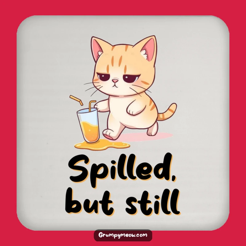 Funny Cat Spill Drink Coasters: Set of Hilarious Gifts for Cat Lovers, Protecting Surfaces from Oops