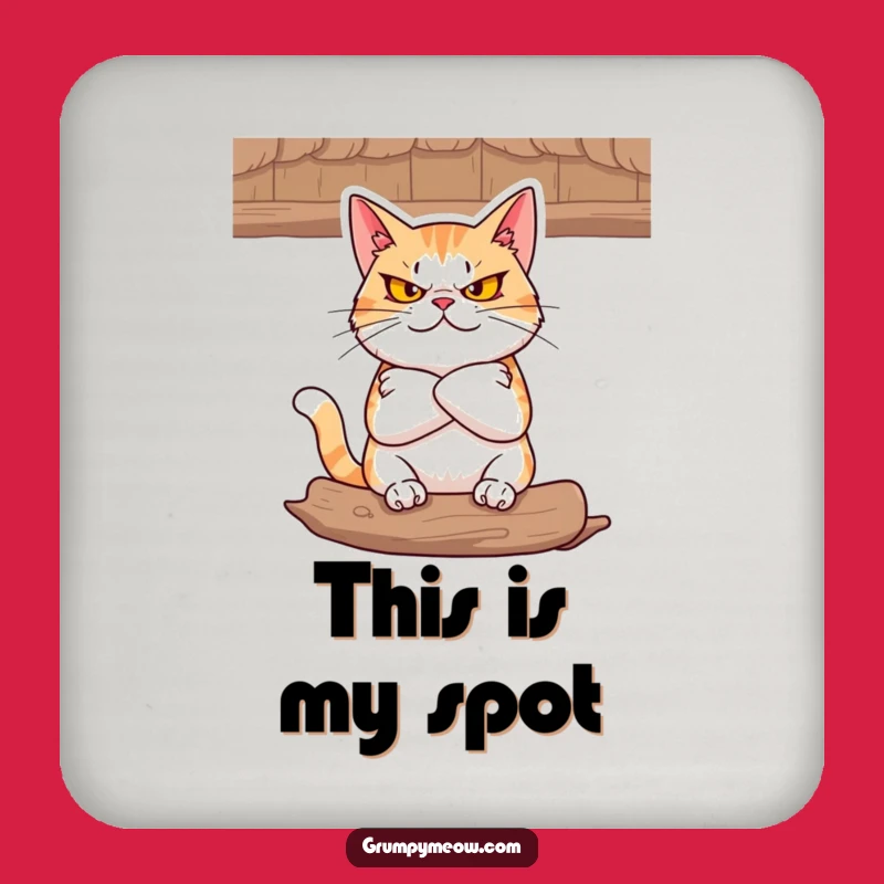 Funny Defiant Cat Coaster: Protect Surfaces from Unyielding Feline Stares