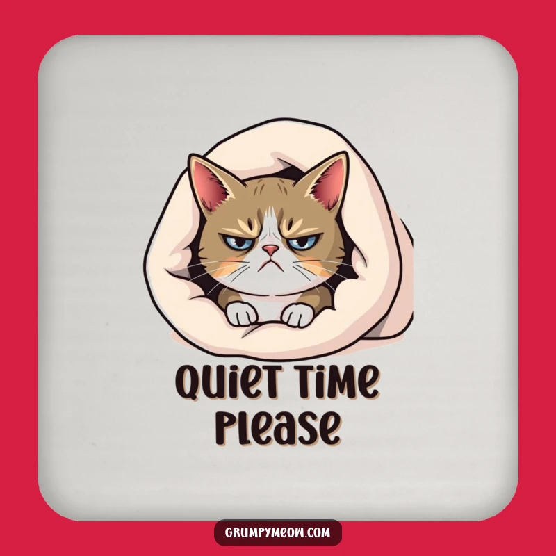 Funny Grumpy Cat Blanket Drink Coaster - Grumpy Barware Fun