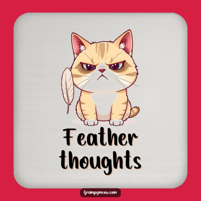 Funny Grumpy Cat Coaster - Bewildered Art, Chic Funny Gift for Tables