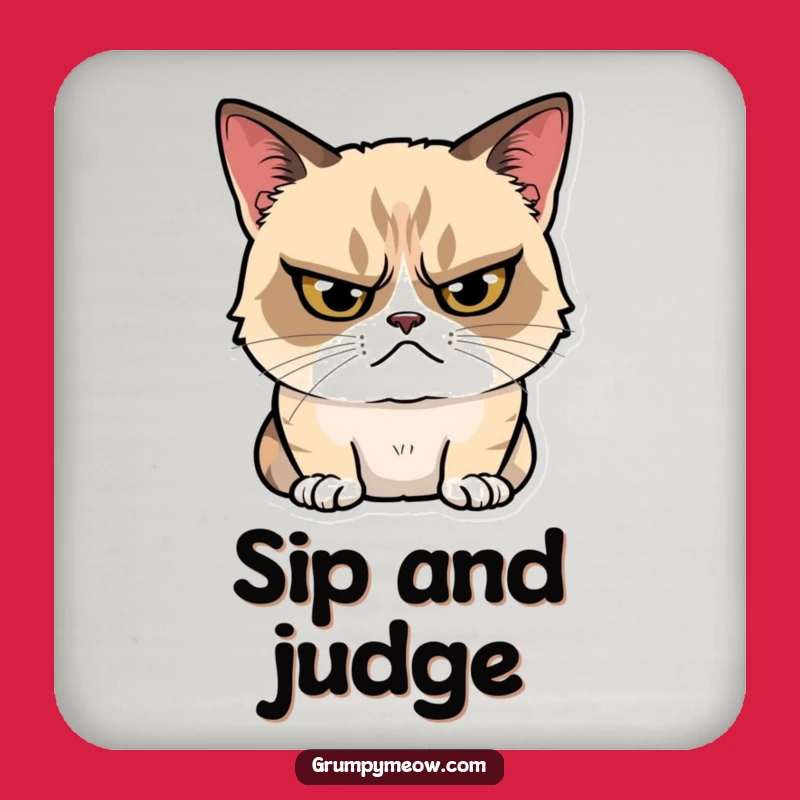 Funny Grumpy Cat Coaster: Protect with Attitude, a Great Funny Gift!