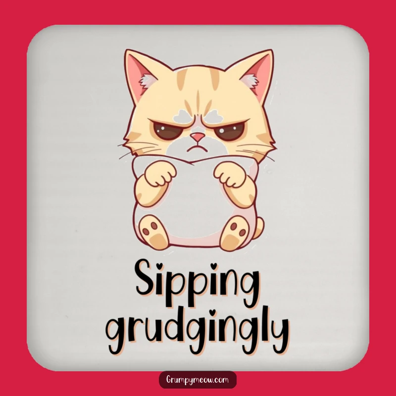 Funny Grumpy Cat Pillow Comfort Coaster - Protect Surfaces with Feline Serenity