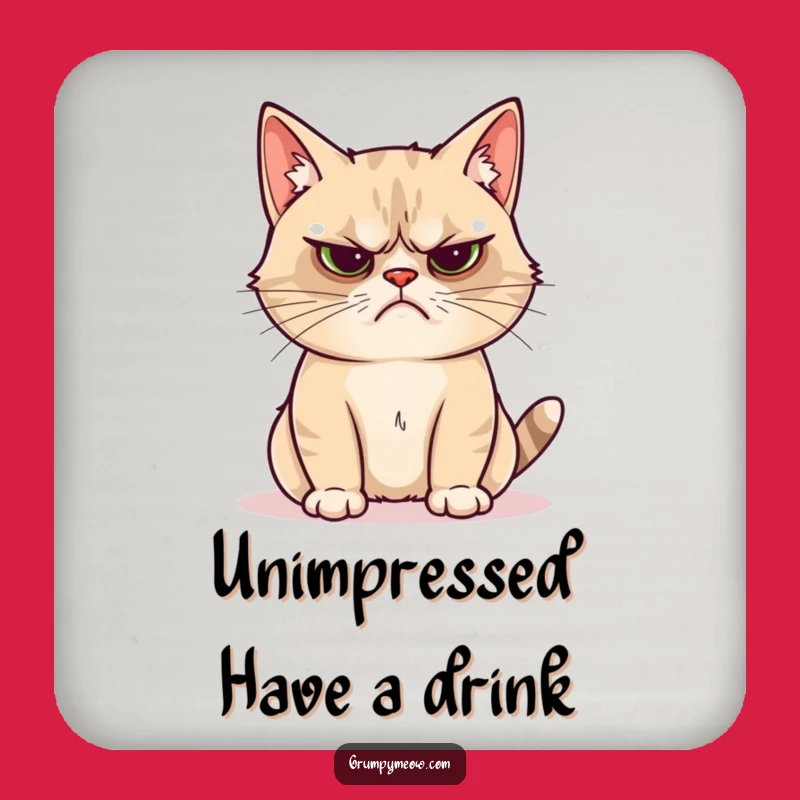 Funny Grumpy Cat Shiny Object Drink Coaster: Protect Surfaces with Sass