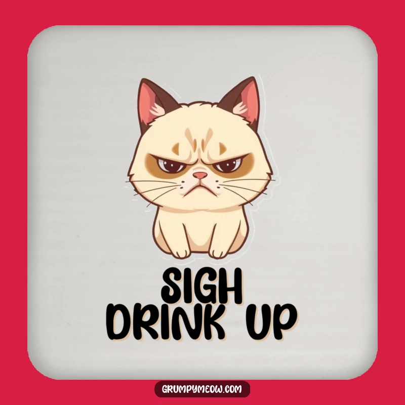 Funny Grumpy Cat Sighing Drink Coaster: Protect Surfaces with Drama