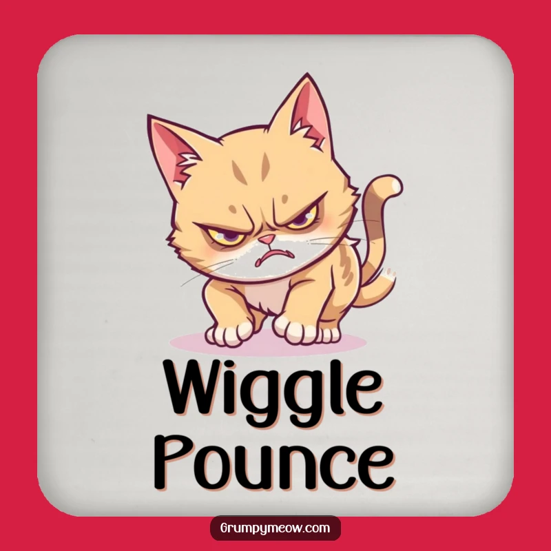 Funny Grumpy Cat Wiggle Pounce Drink Coaster: Protect Surfaces with Humor