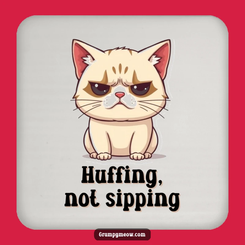 Funny Grumpy Cat Huff Coaster: Protect Surfaces from Feline Sighs!