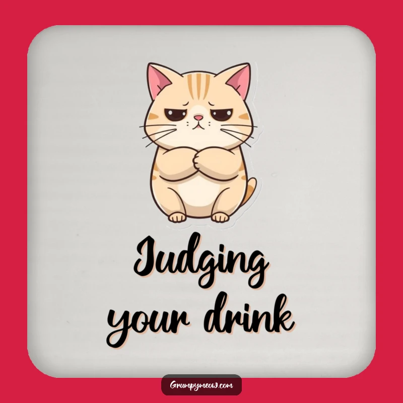 Funny Unimpressed Cat Coaster: Protect Surfaces, Curious Design, Perfect Small Funny Gift