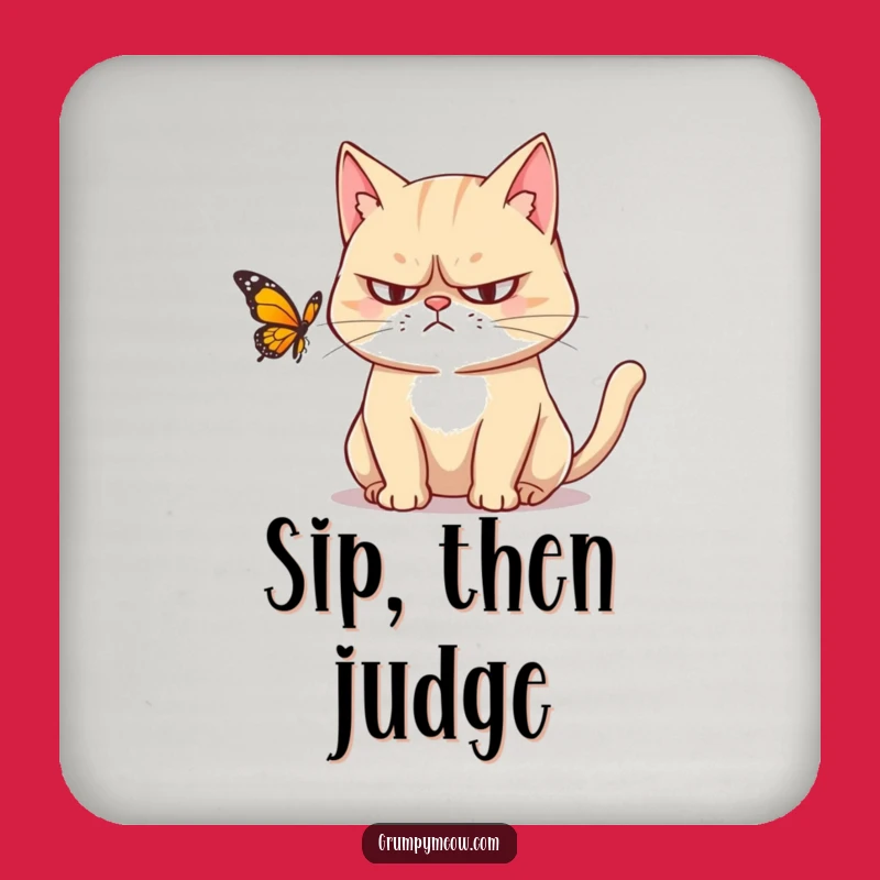 Funny Grumpy Cat Coaster - Sarcastic Protection for Your Furniture