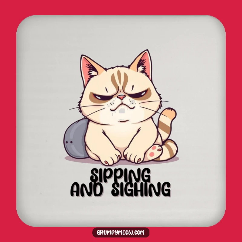 Funny Grumpy Cat Coasters - Protect Surfaces From Sighs