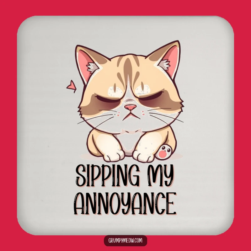 Funny Grumpy Cat Nap Disturbed Coaster: Protect Surfaces from Naps!