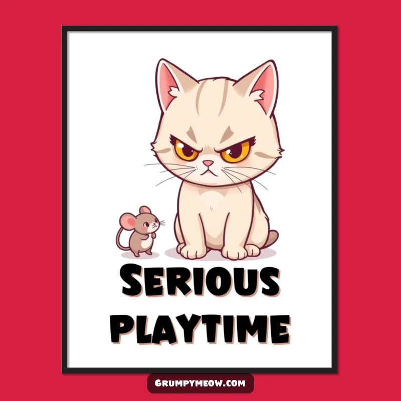 Funny Cat Stern Toy Poster: Hilarious Wall Art for Cat Lovers, The Serious Hunter