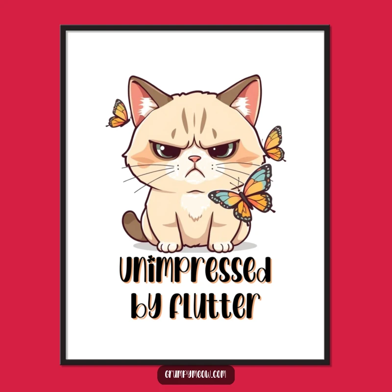 Funny Grumpy Cat Butterfly Skeptic Poster: Wall Art for the Discerning