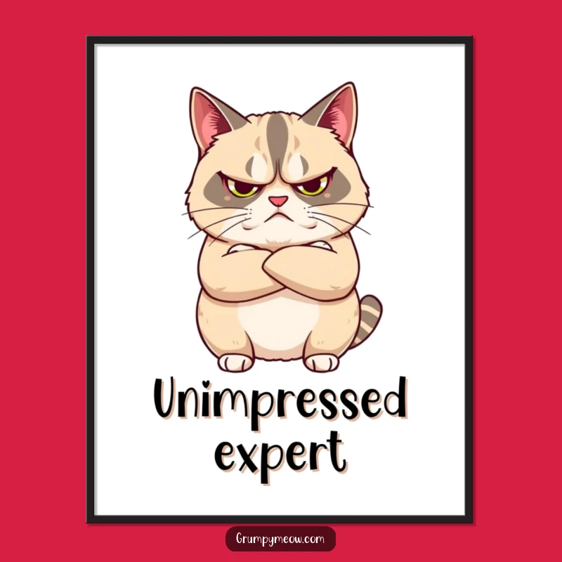 Funny Grumpy Cat Crossed Arms Poster - Unimpressed Feline Art for Humor Lovers