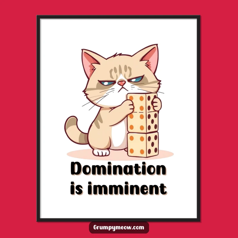 Funny Grumpy Cat Domino Destroyer Poster: Hilarious Wall Art Gift
