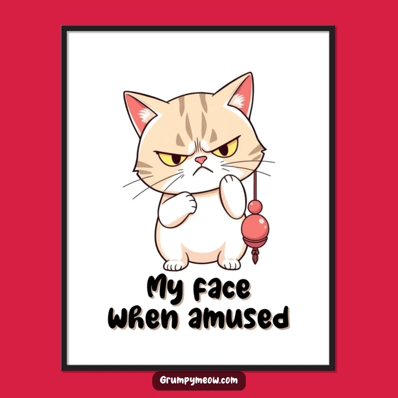 Funny Grumpy Cat Poster: Disdainful Toy Bat, Hilarious Wall Art Gift