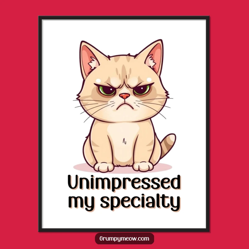 Funny Grumpy Cat Shiny Object Poster: Unimpressed Cat Wall Art