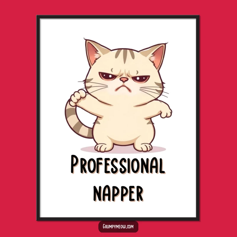 Funny Grumpy Cat Unenthusiastic Stretch Poster - Hilarious Wall Art for Cat Lovers