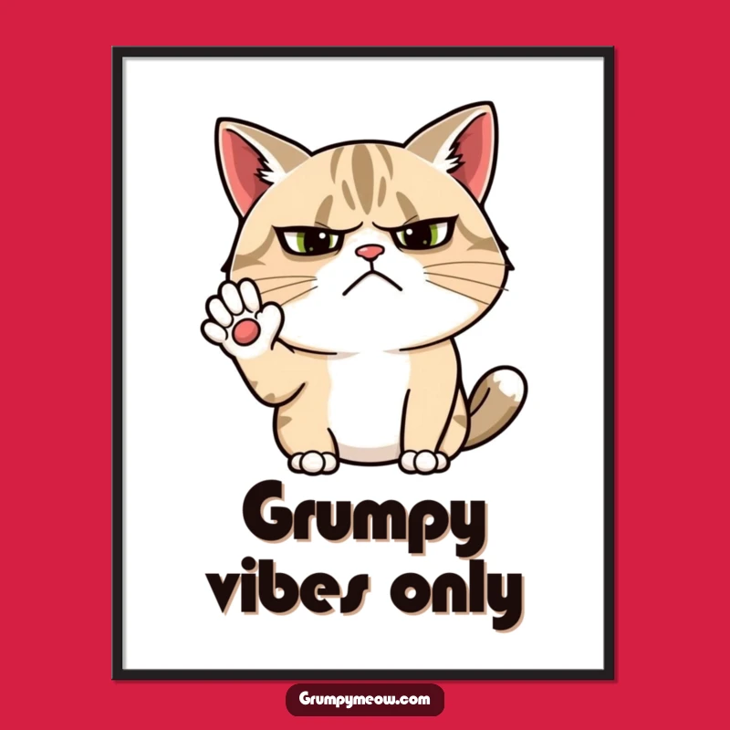 Funny Grumpy Cat Wave Poster: Wall Art for the Unamused