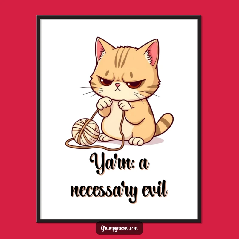 Funny Grumpy Cat Yarn Poster: Reluctant Fun for Your Walls
