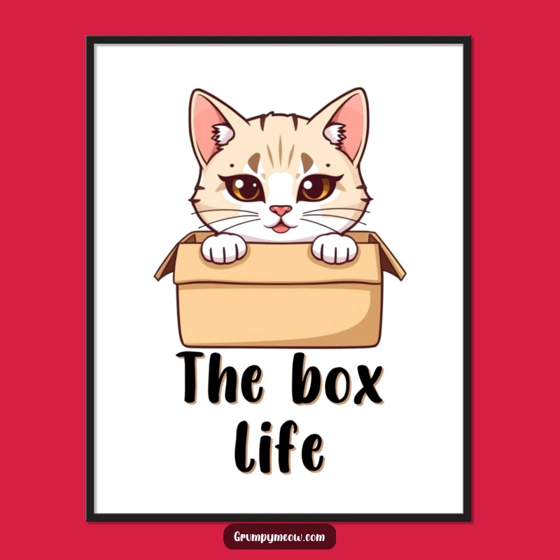 Funny Peeking Cat Poster: Box Art, Furrowed Mystery, Perfect Wall Decor Gift