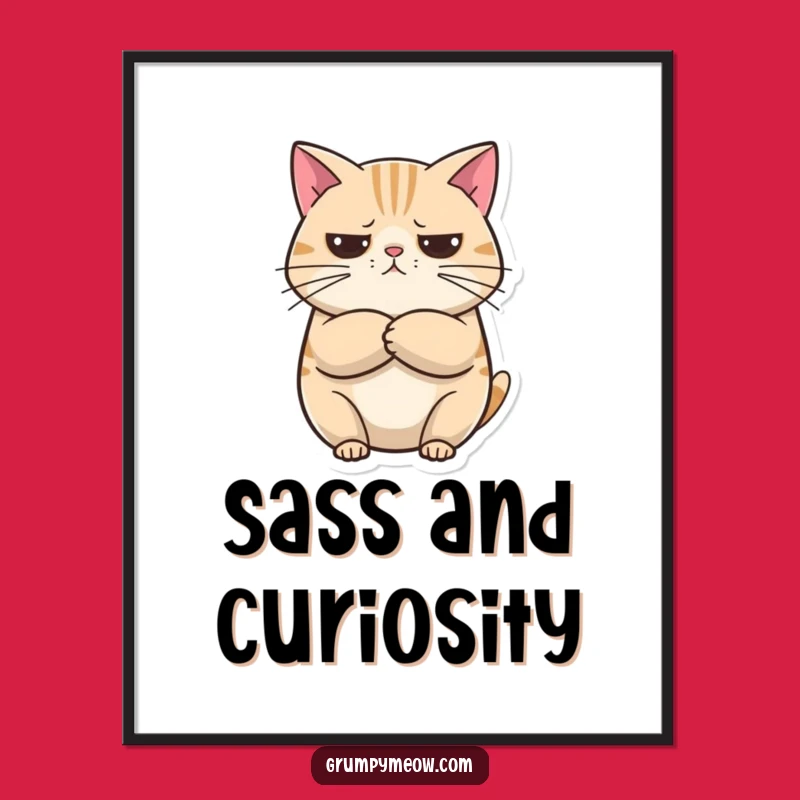 Funny Unimpressed Cat Poster: Curious Art, Sarcastic Decor, Perfect Wall Art Gift