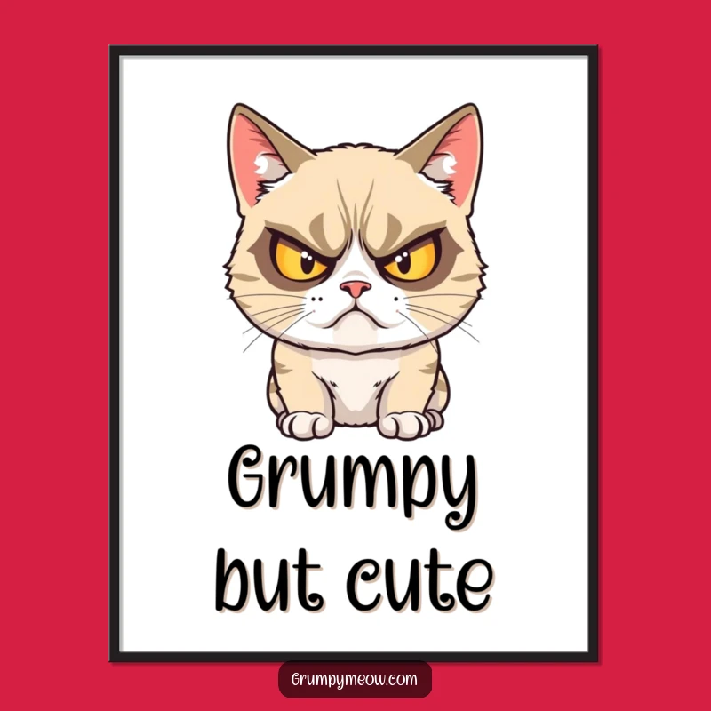 Funny Grumpy Cat Crossed Eyes Poster: Hilarious Wall Art, Feline Decor