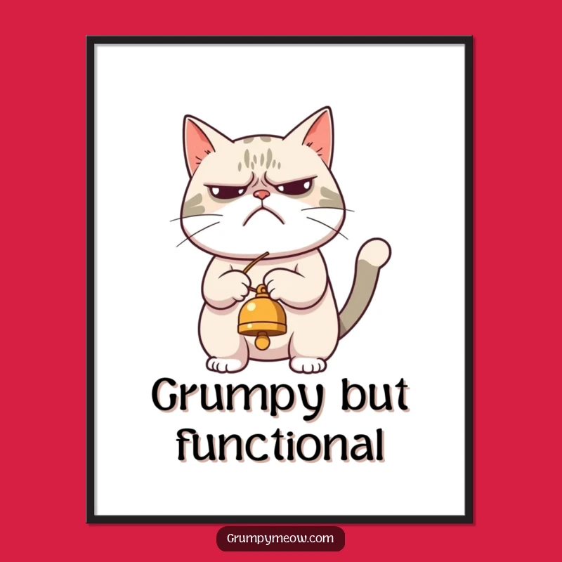 Hilarious Grumpy Cat Bell Play Poster: Decorate with Sarcasm, Ideal Funny Gift
