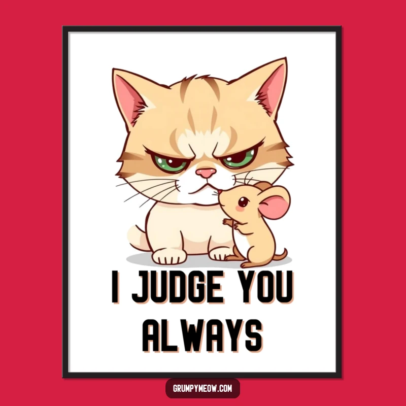 Framed Funny Grumpy Cat Art - Majestic & Hilarious Gift for Walls