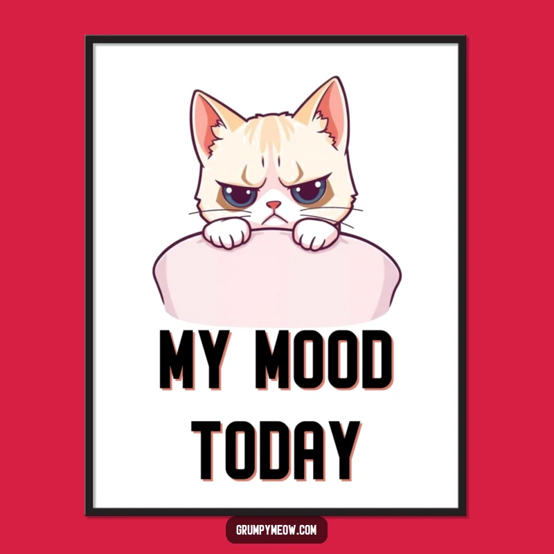 Funny Grumpy Cat Cushion Peek Poster - Hilarious Wall Art for Any Room
